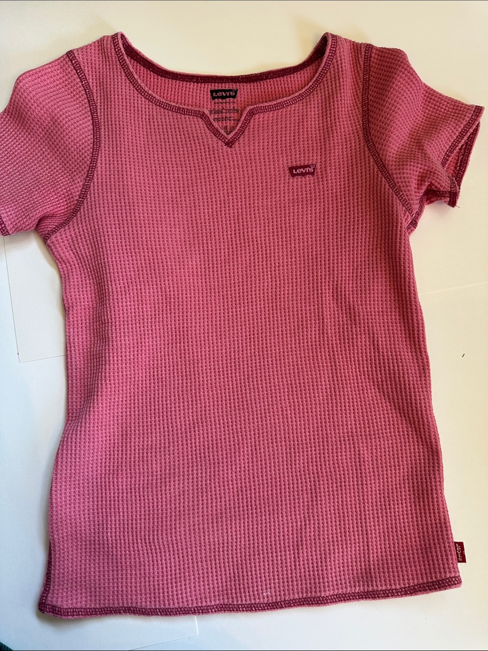 Levi's Girls Pink Waffle Knit Short Sleeve Tee